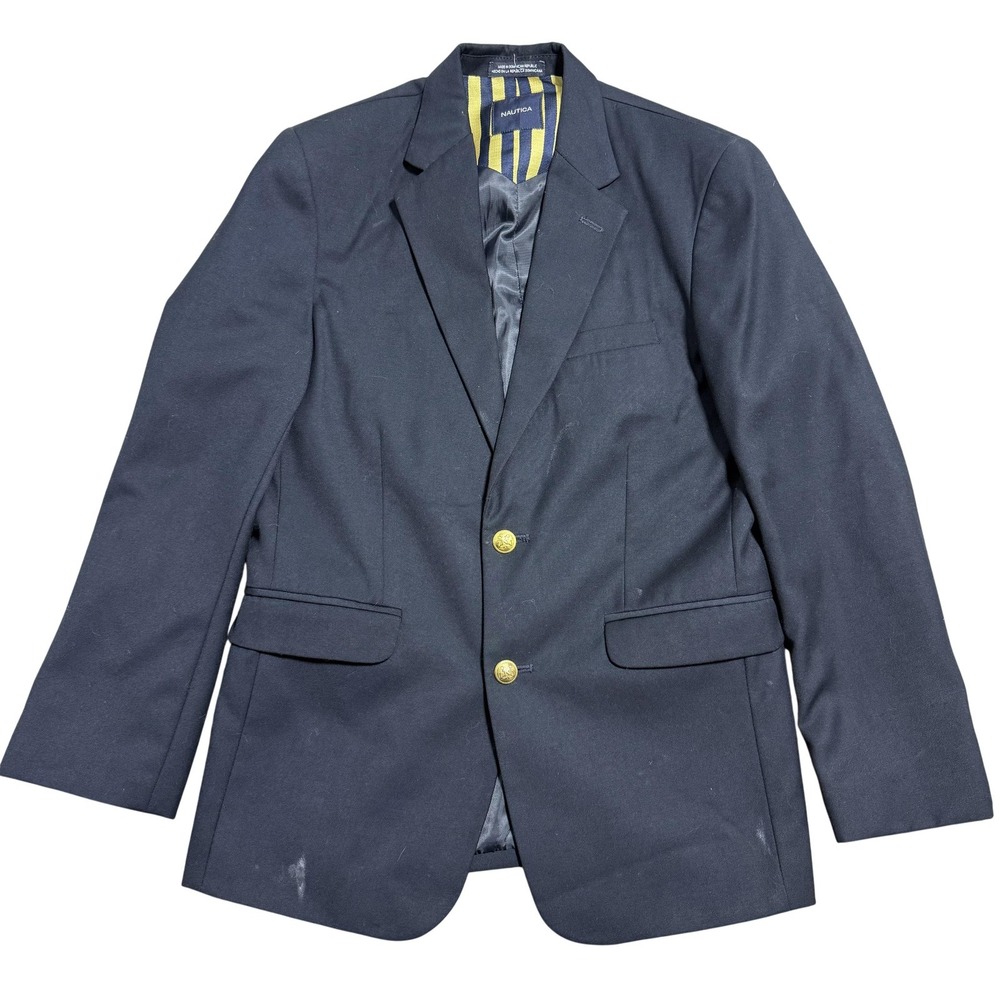 Nautica Blazer Womens 14 Regular Navy Blue 2 Button Lined Jacket Gold Buttons